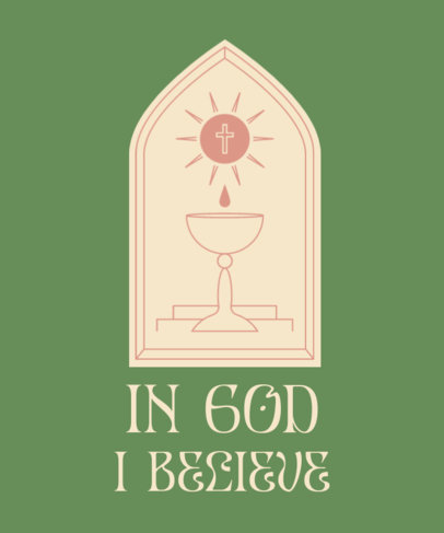 T-Shirt Design Template Featuring a Christian-Catholic Theme