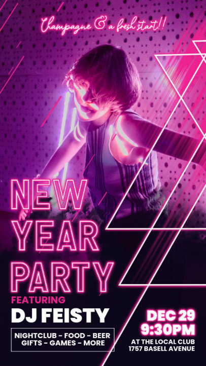 Instagram Story Template with Glowing Graphics for DJ Events 5804 el1