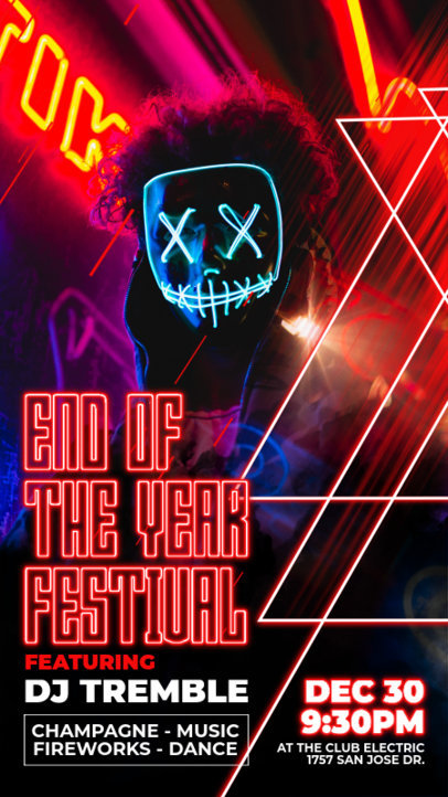 Instagram Story Creator with Glowing Text for a New Year's Festival 5804F-el1