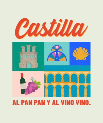 T-Shirt Design Maker Featuring Illustrated Tiles Inspired by Spain