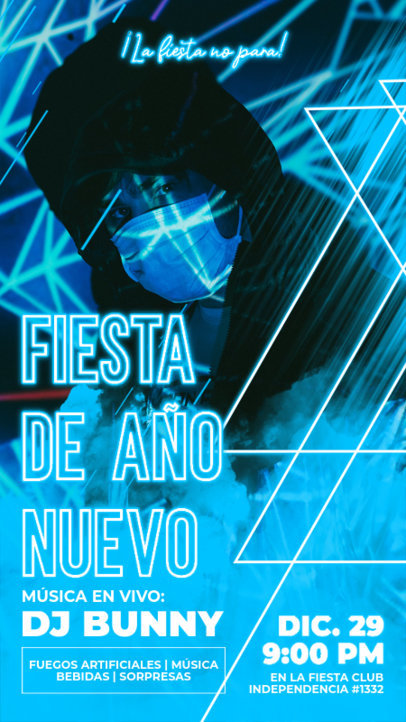 Instagram Story Generator with Neon Text for an Electronic Music NYE Party 5804E-el1