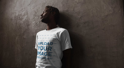 Urban Shot of a Man with Short Locs Wearing a T-Shirt Mockup