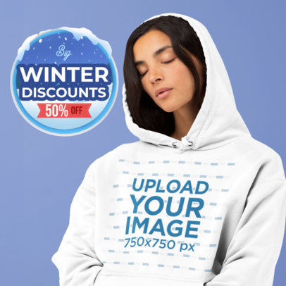 Winter Promo Mockup Featuring a Woman Wearing a Pullover Hoodie 5534