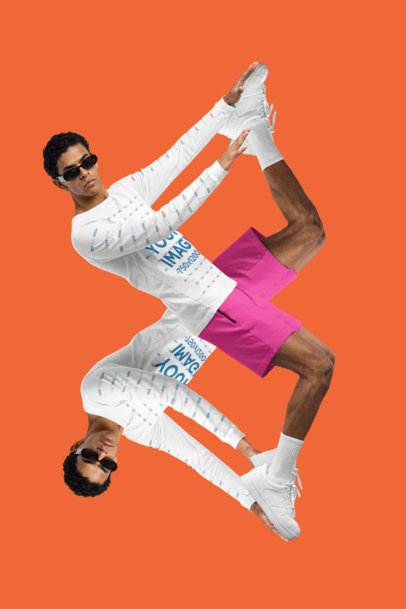 Bella Canvas Mockup Featuring a Man Wearing a Long-Sleeve Tee