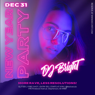 Instagram Post Maker for an NYE Electro-Music Party Ad