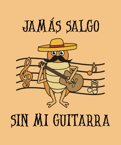 Musician T-Shirt Design Generator Featuring  Cockroach Guitarist Graphic