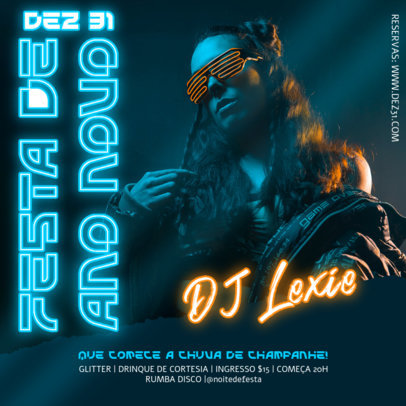 Instagram Post Template Featuring Glowing Graphics for an NYE Party