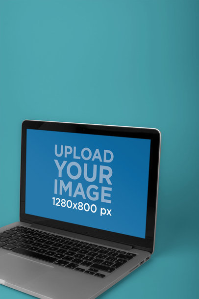 MacBook Mockup Standing in a Solid Color Room