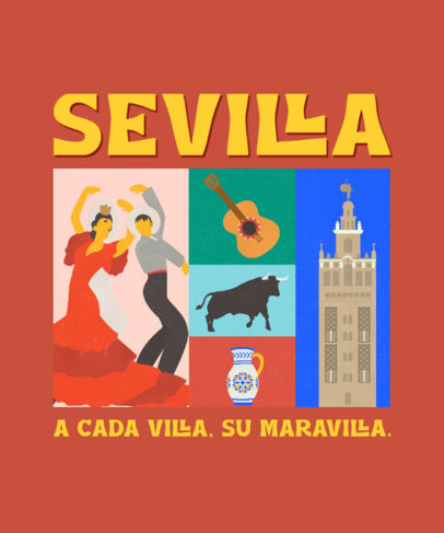 T-Shirt Design Creator with Colorful Illustrations Inspired by Sevilla