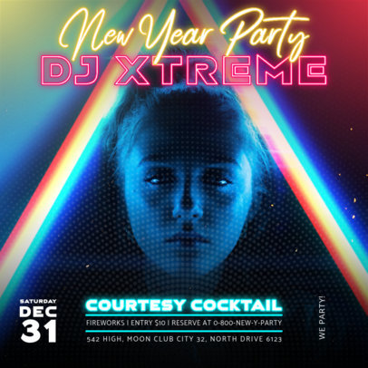 Instagram Post Template Featuring Galactic-Theme Graphics for an NYE Party