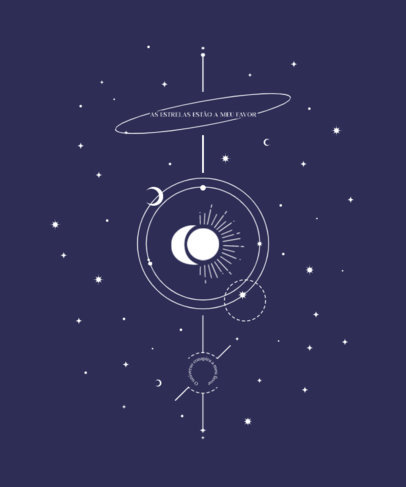 Astrology-Themed T-Shirt Design Template with Star Graphics
