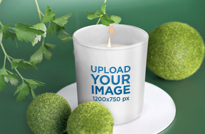 Home Decor-Themed Mockup Featuring a Scented Candle With Some Leaves m30673 r-el2