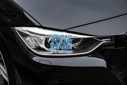 Mockup of a Decal Placed on a Car's Headlight