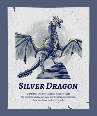 T-Shirt Design Maker Featuring a Mythical Silver Dragon Graphic