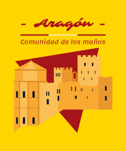 T-Shirt Design Maker Featuring an Illustrated Spanish-Architecture Building