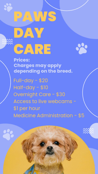Instagram Story Maker Featuring a Small Business Price List for a Pet Care