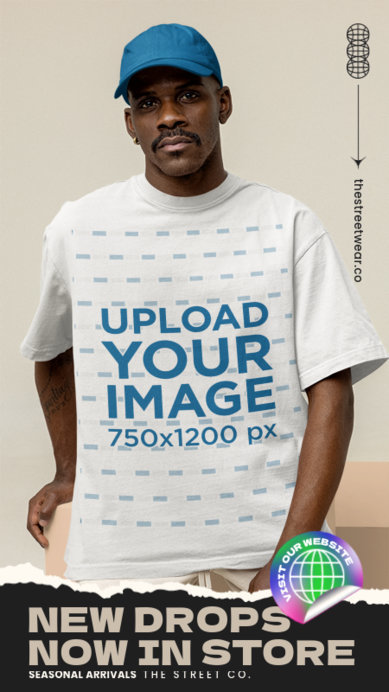 T-Shirt Mockup of a Man Featuring a New Collection Promo