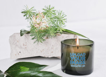 Candle Mockup Featuring Botanic Decorations m30658 r-el2