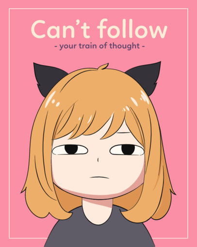 T-Shirt Design Template with a Character's Face Inspired by Spy X Family's Manga