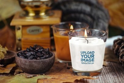 Mockup of a Scented Candle Placed Next to Coffee Beans m30358 r-el2