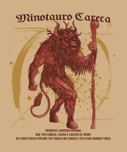 Cabinet of Curiosities-Inspired T-Shirt Design Creator Featuring a Supernatural Creature