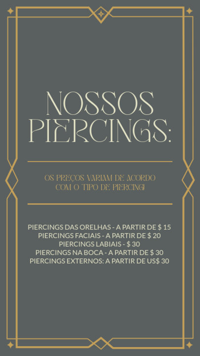 Instagram Story Creator for a Piercing Shop Featuring a Price List