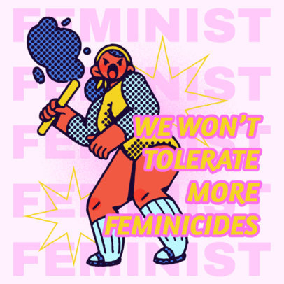 Instagram Post Template Featuring Illustrated Graphics with Feminist Quotes
