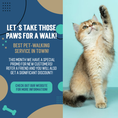 Pet Walking Service Instagram Post Maker Featuring a Cat