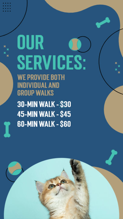 Pet Walking Service Instagram Story Maker Featuring a Pricing List