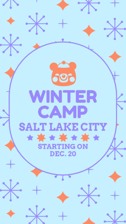 Instagram Story Maker Featuring a Background with Sparkling Icons for a Winter Camp 5542A