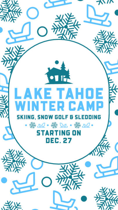 Instagram Story Generator with Illustrated Snowflakes for a Winter Camp 5542B
