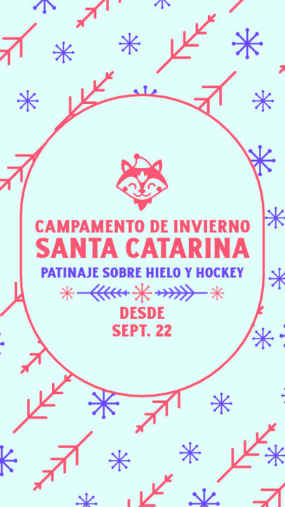 Instagram Story Template for a Winter Camp Featuring Snowflake Graphics 5542D