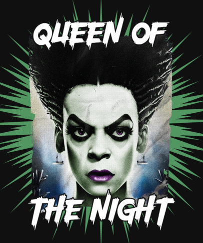 T-Shirt Design Template Featuring an AI Woman Monster Graphic