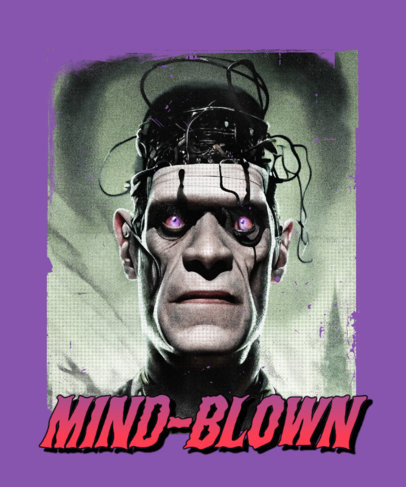 T-Shirt Design Maker Featuring an AI-Themed Frankenstein-Inspired Graphic
