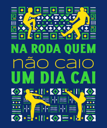 T-Shirt Design Template with Capoeira Fighter Silhouettes