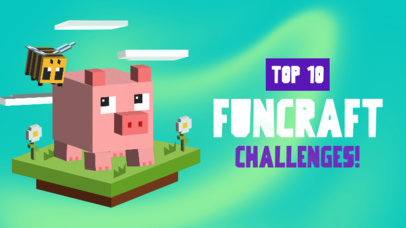 Minecraft-Inspired YouTube Thumbnail Design Template Featuring a Pig Graphic 4677e-5060