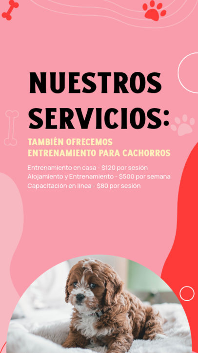 Instagram Story Template Featuring a Price List for a Pet Training Center