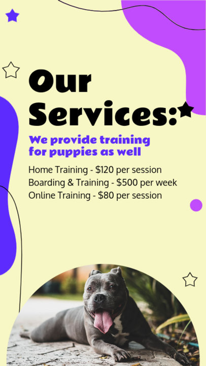 Small Business Instagram Story Creator Dog Training Prices