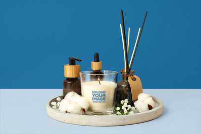 Mockup of a Candle Featuring a Relaxation Setting
