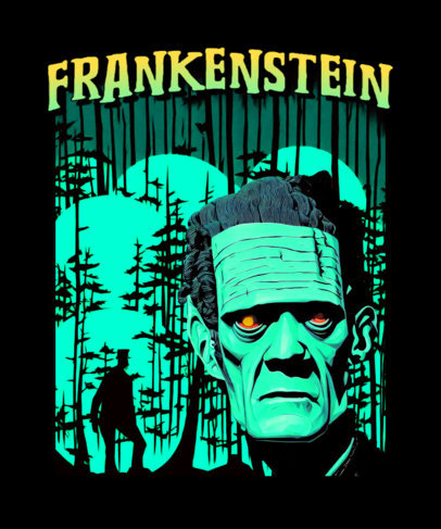 T-Shirt Design Creator Featuring a Horror Theme and an AI Frankenstein