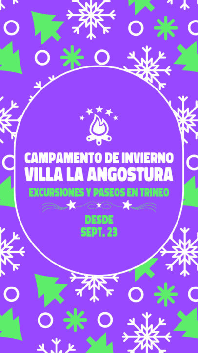 Instagram Story Maker with a Winter-Themed Background Pattern for an Adventure Camp 5542E