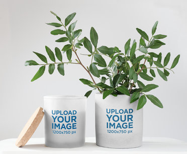 Candle Container Mockup Featuring a Plant m30675 r-el2