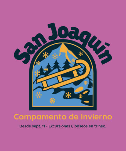 Outdoors-Themed T-Shirt Design Template for a Winter Camp 5537c