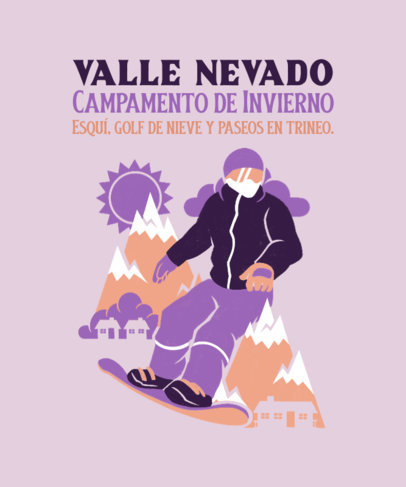 Winter Camp-Themed T-Shirt Design Generator with a Snowboarder Illustration 5539c