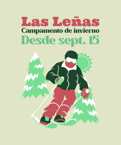 T-Shirt Design Template Featuring an Illustrated Alpine Skier 5539a