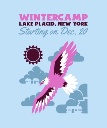 T-Shirt Design Template for a Winter Camp Featuring an Eagle Graphic 5539e