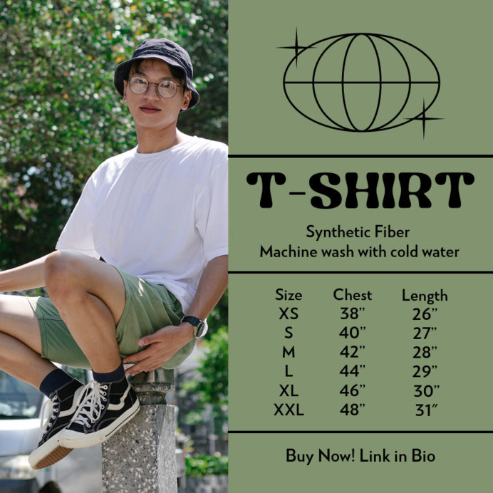 Size-Chart Instagram Post Maker for a POD Apparel Store