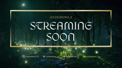 Twitch Screen Template with a Fantasy Landscape Background Featuring a Starting Soon Text