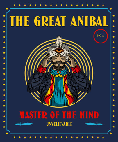 T-Shirt Design Template Featuring a Freak Show Theme Inspired by Cabinets of Curiosities