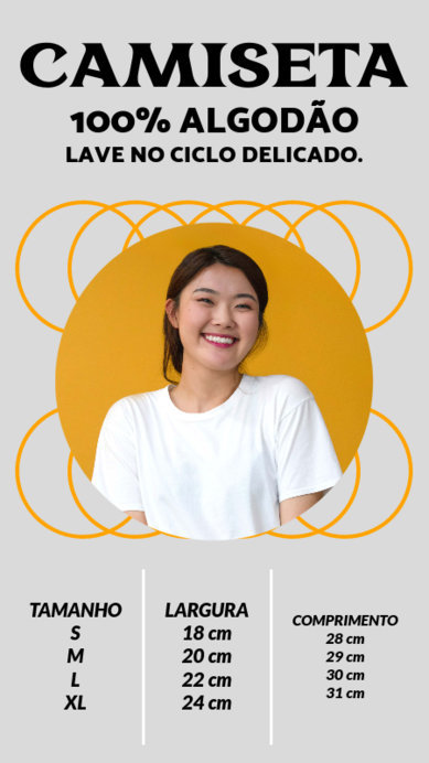 Instagram Story Generator Featuring a T-Shirt Size Chart